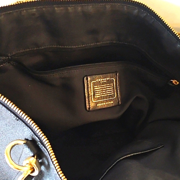 Coach Black Leather Tote with Gold Accents - Picture 12 of 16